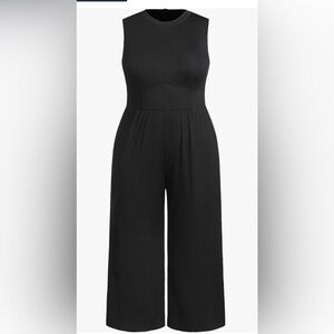 Black sleeveless stretch jumpsuit. New!